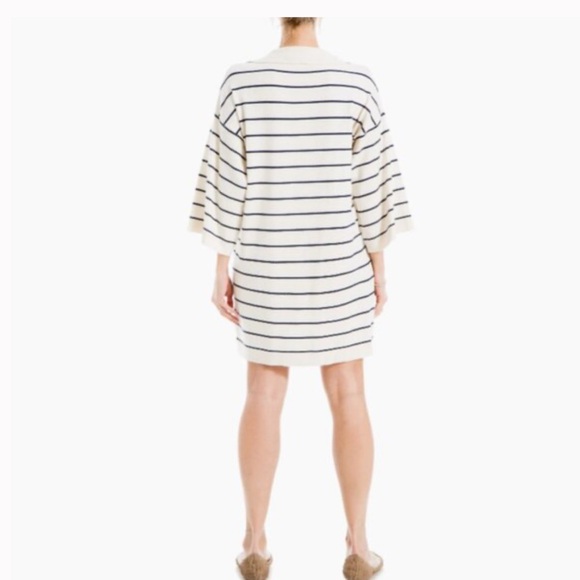 Max Studio Johnny collar striped knit dress color off white caramel small - Picture 4 of 13